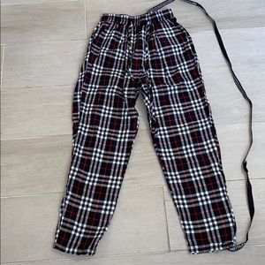 Black checkered casual trousers
